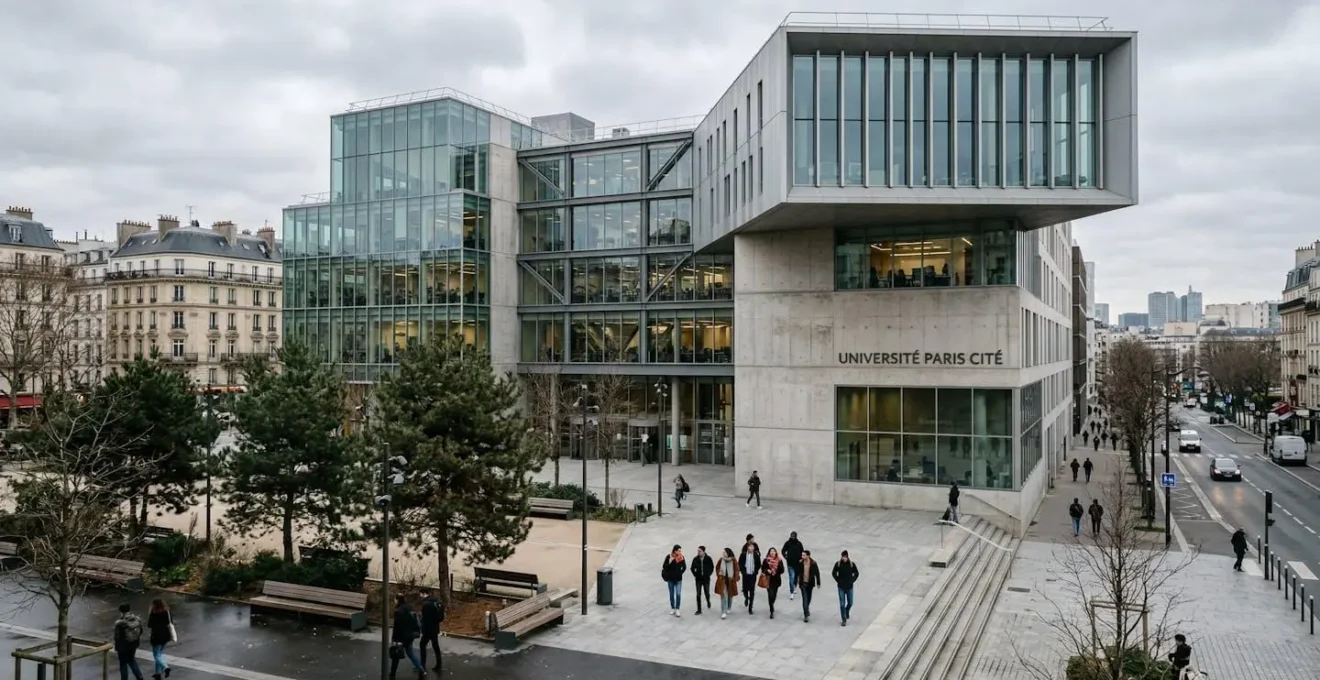 Campus moderne de l'Université Paris Cité avec architecture contemporaine